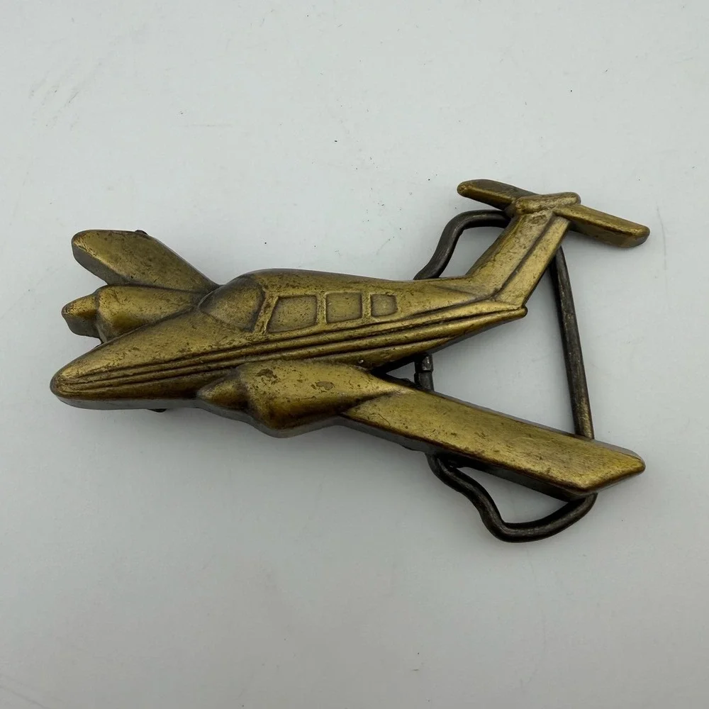 Vintage‎ Cesna Airplane Belt Buckle Brass Excellent Vintage Aviation Pilot 4119